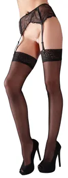 Cottelli Collection Stockings Black Lace Top Oeko-Tex Certified