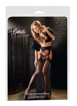 Cottelli Collection Suspender-Style Tights Black S/M Polyamide