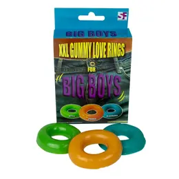 Big Boys Gummy Rings Set - Flexible Silicone, Multi-Size, Transparent