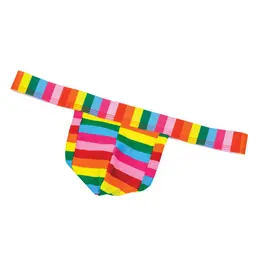 Rimba Rainbow Men’s Thong - One Size Colorful Microfiber Underwear