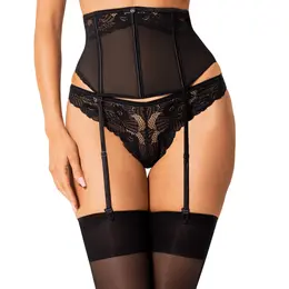 Obsessive Serena Love Elegant Lace Garter Belt M/L, Black, Adjustable