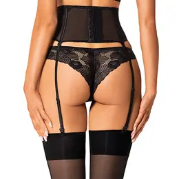 Obsessive Serena Love Elegant Lace Garter Belt XS/S Black Floral