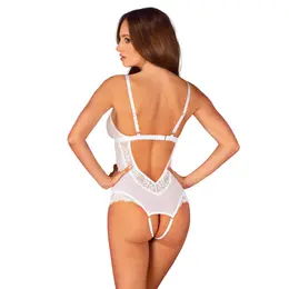 Obsessive Heavenlly Open-Design Teddy M/L White Elegant Lingerie