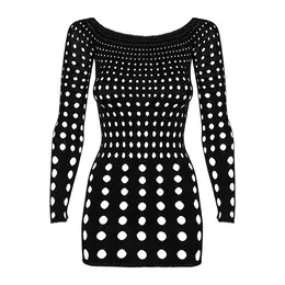 Obsessive Rocker Mesh Dress Black S/M/L - Off-Shoulder, Long Sleeve