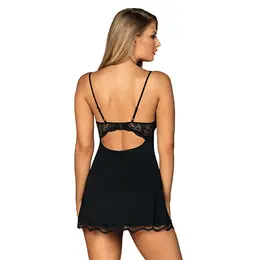 Obsessive Luvae Babydoll Set Black M/L Adjustable Straps Soft Cups