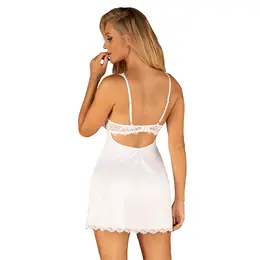 Obsessive Amor Blanco Chemise & Thong Set White Plus Size 2XL/3XL