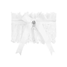 Obsessive Amor Blanco White Lace Garter with Satin Bow One Size