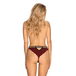 Obsessive Sugestina S/M Black-Burgundy Lace Panties with Velvet Detail