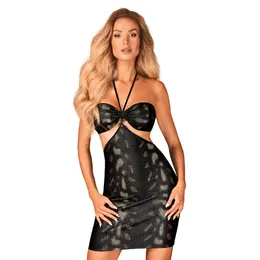 Obsessive Vivianty Elegant Dress M/L Shimmery Black with Jewel Accent