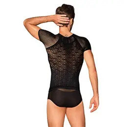 Obsessive T102 Men’s Black T-Shirt, Geometric Pattern, S/M/L
