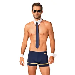 Obsessive Pilotman Costume Set 2XL/3XL Black with Accessories