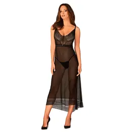 Obsessive Estiqua Black Chemise M/L Adjustable Lace Detail