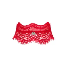 Obsessive Bergamore Red Lace Choker with Pendant Adjustable O/S