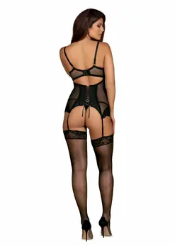 Obsessive Amallie Stockings S/M - Elegant Black Lace Thigh-Highs