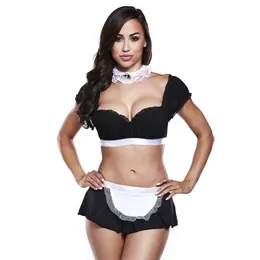 Baci Maid Costume Black Ruffle & White Underbust Set, One Size