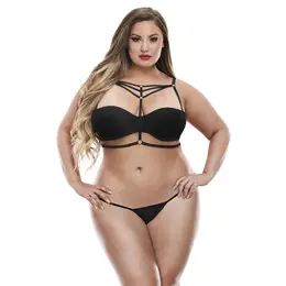 Baci Queen Harness Bra - Adjustable Black Strappy Lingerie Piece