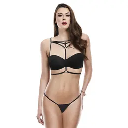 Baci Ebony Strappy Bra Harness - Adjustable Geometric Design, One Size