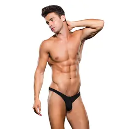 Envy Microfiber Lowrise Zip Thong S/M Black - Comfortable Modern Design