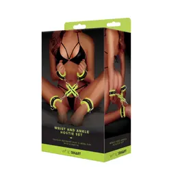 Whipsmart Glow in the Dark Restraint System with Adjustable Cuffs 11in