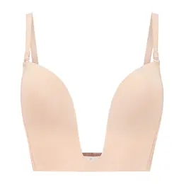 Bye Bra Ultra Plunge Bra Beige XXL - Deep Cut, Multiway, Supportive