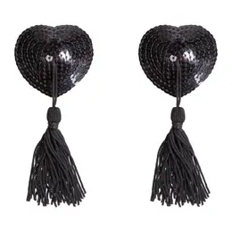 Bye Bra Tassel Adhesive Covers Black - Reusable One Size Festival Style