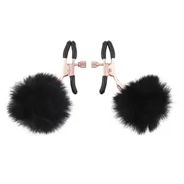 Sportsheets S&M Adjustable Puff Clamps with Soft Faux Fur - Black, 2 pcs