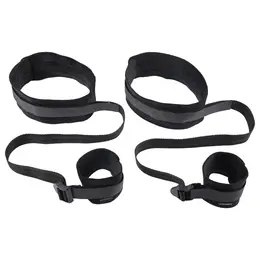 Sportsheets S&M Adjustable Thigh and Wrist Restraint System Black