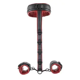 Sportsheets Saffron Adjustable Neck & Wrist Restraint Set, Red-Black