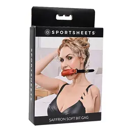 Sportsheets Saffron Soft Bit Gag Vegan Leather Adjustable Scarlet