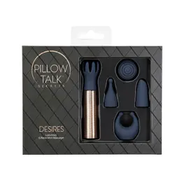 Pillow Talk Desires Navy Blue Bullet Set with 5 Silicone Attachments