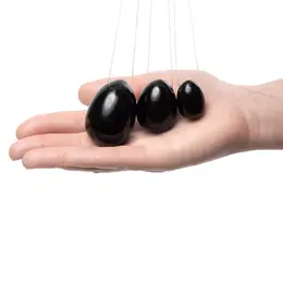 La Gemmes Black Obsidian Yoni Egg Set - Natural Stone, 3 Sizes, Handcrafted