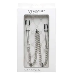 Sportsheets S&M Adjustable Nipple Clips with Heart Detail, 33 cm Chain