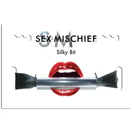 Sportsheets Sex & Mischief Silky Bit Gag with Soft Sash, Black, Adjustable