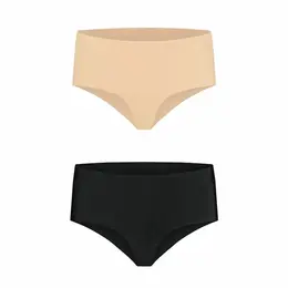 Bye Bra Invisible High Brief 2-Pack Nude & Black, Seamless Medium