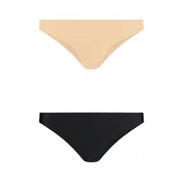 Bye Bra Invisible Brazilian Briefs Nude & Black XL 2-Pack Seamless