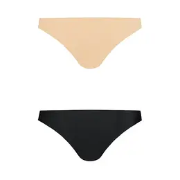 Bye Bra Invisible Brazilian Briefs 2-Pack Nude & Black S Soft Seamless