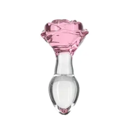 Pillow Talk Rosy Glass Plug Pink Rose Base + Bonus PowerBullet Set