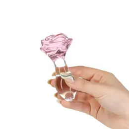 Pillow Talk Rosy Glass Plug Pink Rose Base + Bonus PowerBullet Set