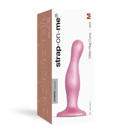 Strap-On-Me Dildo Plug Curvy Metallic Sugar Pink M - Liquid Silicone, Suction Cup