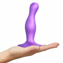 Strap-On-Me Dildo Plug Curvy Metallic Purple S - Liquid Silicone, Suction Cup