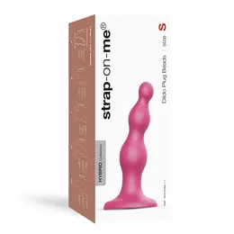 Strap-On-Me Plug Beads Metallic Raspberry Pink S - Liquid Silicone, 3-Step Design