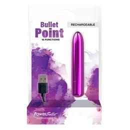 PowerBullet Bullet Point Compact Vibrating Device Purple USB 10 Modes