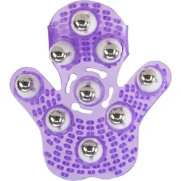 PowerBullet Roller Balls Massage Glove Purple - 9-Metal Ball System