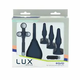 LUX Active Equip Anal Plug Training Kit Silicone Graduated Set Blue