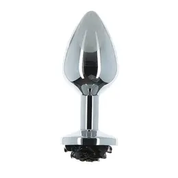 Lux Active Rose Metal Plug Black - Tapered Design, Body-Safe, 6.9 cm