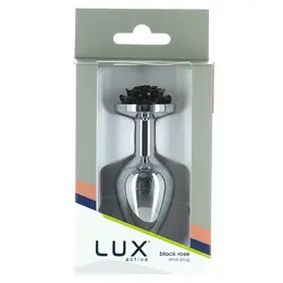 Lux Active Rose Metal Plug Black - Tapered Design, Body-Safe, 6.9 cm