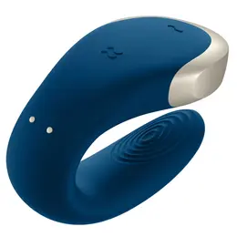 Satisfyer Double Love Blue - App-Controlled Couples Device, Waterproof, Metal Detail