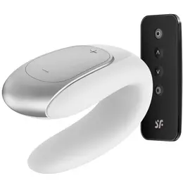 Satisfyer Double Fun White - Interactive Silicone Couples Device, App Control