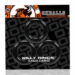 Oxballs WILLY RING Black 3-Pack Flexible Anatomical Rings Set