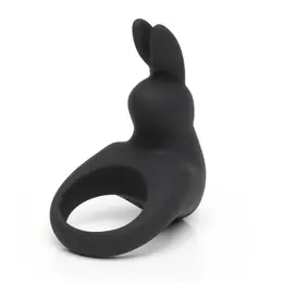 Happy Rabbit Rechargeable Vibrating Ring Black - 12 Modes Silicone System